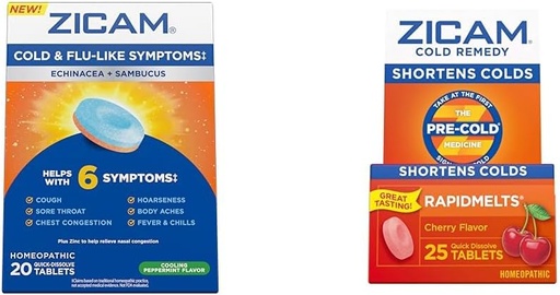 [BRSRAY33PJYQGHLL] Zicam Cold & Flu Symptoms 20 Tablets Cold Remedy Zinc Rapidmelts 25 Count Homeopathic Cold Shortening Bundles