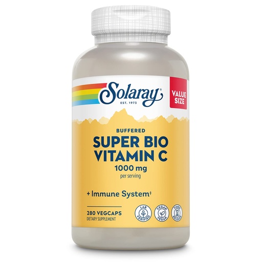[BRSRMAY5AAPRMCTD] Solaray Super Bio Buffered Vitamin C 1000mg, Two-Stage, Timed Release Vitamin C with Bioflavonoids, Immune Support Supplement - High Absorption, Vegan, 60 Day Guarantee, 180 Servings, 360 VegCaps 140
