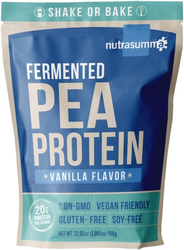 [BRSWKGQYCIDREALU] Nutrasumma Pea fehérje por, Vanilla Vegan Flavor, 100% növényi alapú, nincs mesterséges édesítő, Non-GMO, Gluten Free & Soy Free, 2 LB