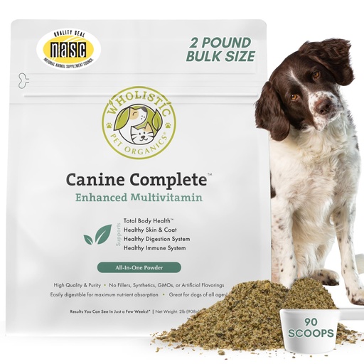 [BRSWIZYBOAAGOGDI] Organic Dog Vitamins, 2 Lb, 90 Scoops | Daily Dog Multivitamin with Prebiotics, Probiotics for Immune Support, Skin Coat, Digestion, & Joint Health - Canine Complete