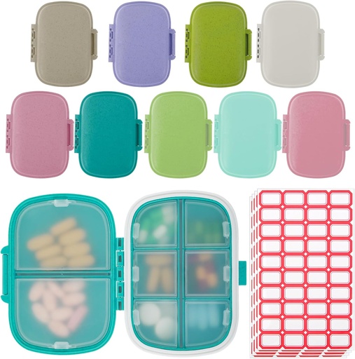 [BRSRAAT3PIMBQCTZ] 9 Pack Travel Pill Organizer 8 Compartments Portable Pill Case Small Pill Box for Pocket Purse Daily Pill Container Medicine
