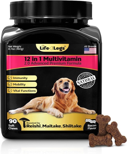 [BRSRMCQ6CUDRYETK] Soft Chews Dog Vitamins & Supplements - Dog Multivitamin - Hemp Oil Glucosamine Chondroitin Hip and Joint Support Health, Skin & Coat, Digestion & Immune Booster, Heart, Probiotics