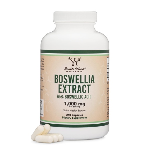 [BRSW2GTRBYNWKA3A] Boswellia Serrata - 240 Capsules (Max Strength 1,000mg of 65% Boswellic Acid Extract) Boswellia Extract Capsules (Joint Support Supplement for Joint Health) Third Party Tested by Double Wood