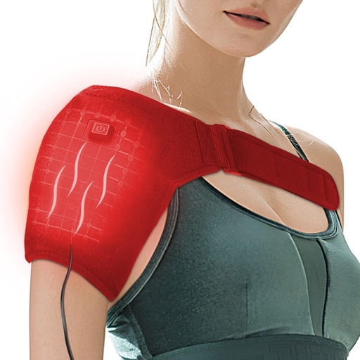 [BRSRAH34CMIBM2TH] Shoulder-Heating-Pad-Heated-Wrap - 3 Heat Levels Heating Pad for Shoulder Pain for Men Women Frozen Shoulder Pain Relief-Red