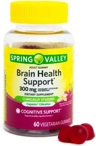 [BRSRMH37BBYAMD32] Spring Valley Brain Health Vegetarian Gummy Supplements, 60ct
