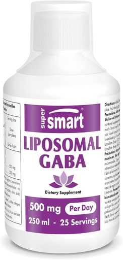 [BRSRAZD7CACGEFI6] Supersmart - Liposomal GABA 500mg per Day (Highly Bioavailable) - with Liquid L-Theanine & Liquid Gamma Aminobutyric Acid (GABA) - Natural Lemon Flavour | Non-GMO & Gluten Free - 250 ml