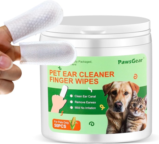 [BRSROCYTDN6GACLO] Dog and Cat Ear Wipes - Gentle Cleaning, Eliminating Unpleasant Smells, Made from Plant Extracts, 50 Wipes
