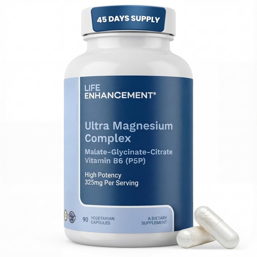 [BRSRMHAEOF7AK3I3] Life Enhancement Ultra Triple Magnesium Complex - 325 mg - with B6, Glycinate, Malate & Citrate - Magnesium Supplement Enhance Sleep and Brain Function - Made in USA (90 Vegetarian Capsules)