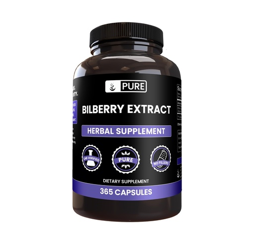 [BRSWGCDRAUCRMHT4] Pure Original Ingredients Bilberry Extract (365 Capsules) No Magnesium Or Rice Fillers, Always Pure, Lab Verified