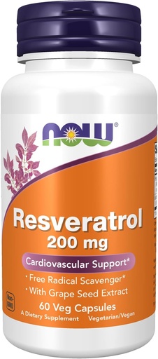 [BRSWIZAAOQHWYCDM] Now Foods Resveratrol 200 mg with Grape Seed Extract - 60 Veg Capsules