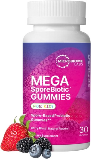 [BRSROBQEDJYAO2D5] Microbiome Labs MegaSporeBiotic Kids Probiotic - Spore Based Gummy Probiotics for Kids - Supports Gut Health & Immunity with Bacillus Probiotic Blend - Berry Flavored (30 Gummies)