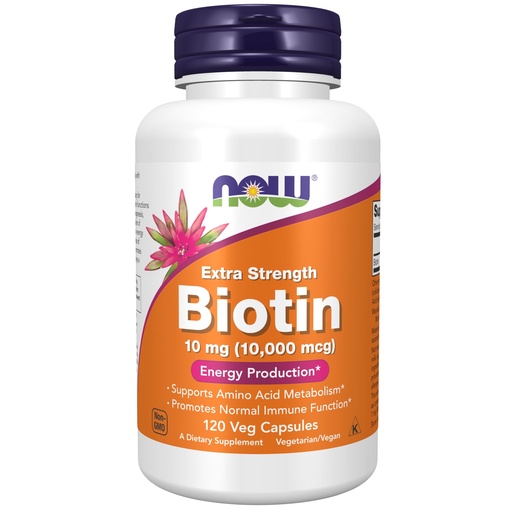 [BRSWIEIQAJ6QMEDG] NOW Foods Supplements, Biotin 10 mg (10,000 mcg), Extra Strength, Energy Production*, 120 Veg Capsules
