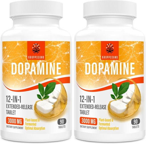 [BRSROBIOCFYRMAL7] Kroppssund Natural Dopamine Supplement - 90 Tablets (2 Bottle)