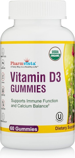 [BRSWGHAOBAPAYCD2] Vitamin D3 Gummies-Tasty Gelatin-Free Gluten-Free Way to take Your Sunshine Vitamin (60 Count Cherry Flavor)