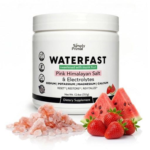 [BRSROEL7BUBGKAA6] WATERFAST Monk Fruit Keto Electrolyte Powder for Fasting and Hydration- Strawberry Watermelon Flavor | Pink Himalayan Salt (Sodium), Potassium, Magnesium, Calcium | Sugar Free