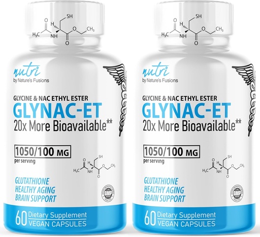 [BRSRMEA2CIORYD3A] Fusiones de la naturaleza GlyNAC-ET NAC Suplemento N-Acetyl Cysteine Ethyl Ester - 20x Más Bioavailable - Glycine & N-acetylcysteine Ethyl Ester Anti Aging Suplemento, Boost Glutathione Pack of 2-120 Count