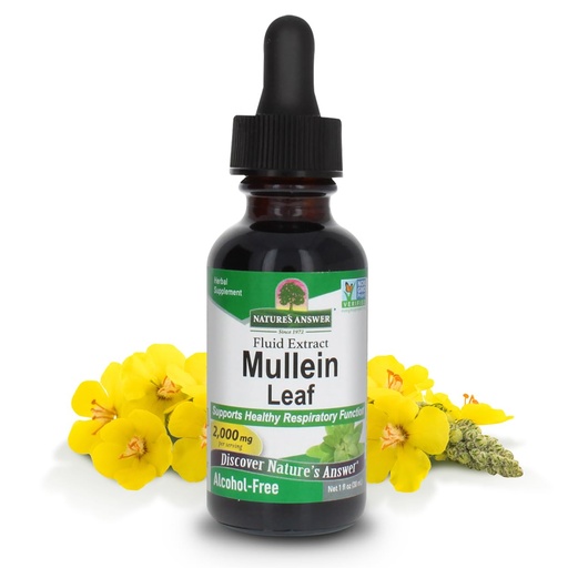 [BRSWIYT3PMCRUGD4] Nature's Answer Mullein Herb - Mullein Leaf Extract for Lungs - Alcohol Free, Non GMO, Made in USA - Supports Respiratory Function & Promotes Healthy Lungs - Mullein Leaf 1 Ounce Extract