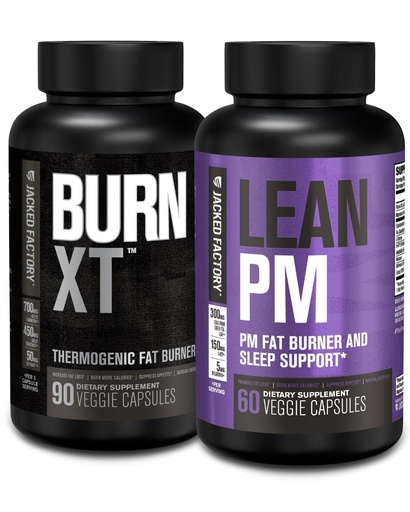 [BRSRAYAFCAPRA3QU] Jacked Factory Burn XT Thermogenic Fat Burner - Appetite Suppressant & Nootropic Energy Booster (90 Capsules) & Lean PM Weight Loss Supplement, Sleep Support | (60 Capsules)