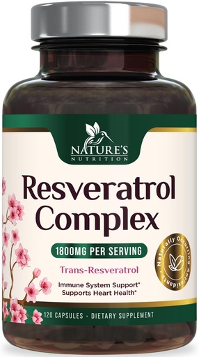 [BRSWGAQNOINBQELA] Resveratrol Supplement - 1800mg Per Serving Extra Strength Resveratrol Blend - Antioxidant Blend for Healthy Aging, Heart Health, Cellular Energy & Immune Support - Bottled in USA - 120 Capsules