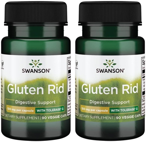 [BRSWGFD3BYFBS3I6] Swanson Gluten Rid with Tolerase G 100 mg 90 Veg Caps (2 Pack)