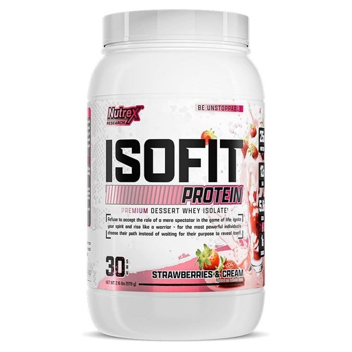 [BRSW2Y32BNYWEDTZ] Nutrex Research IsoFit Whey Protein Powder Instantized 100% Whey Protein Isolate (30 Servings (Pack of 1), Strawberries & Cream)