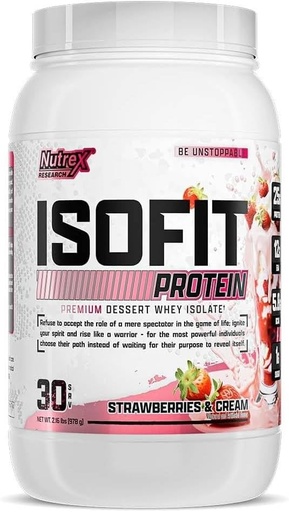 [BRSW2Y32BNYWEDTZ] Nutrex Research IsoFit Whey Protein Powder ha instantani el 100% Whey Protein Isote (30 Servings (Packings de 1), Strawberries i Cream)