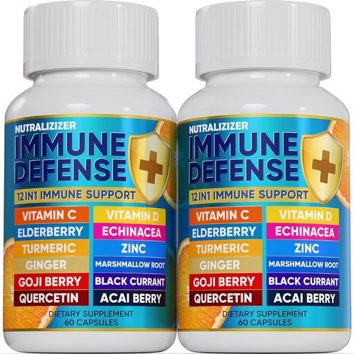 [BRSW2CAQBV7Q43D7] 12 in 1 Premium Immuuni puolustus vitamiinit - Immuuni Supplement w/Vitavan D3 5000 IU vitamiini С 1000 mg Zinс 50mg - Luxe Choice for Premium Immunosupport - Echinacea Elderberry ja inkivääri - 120 Caps