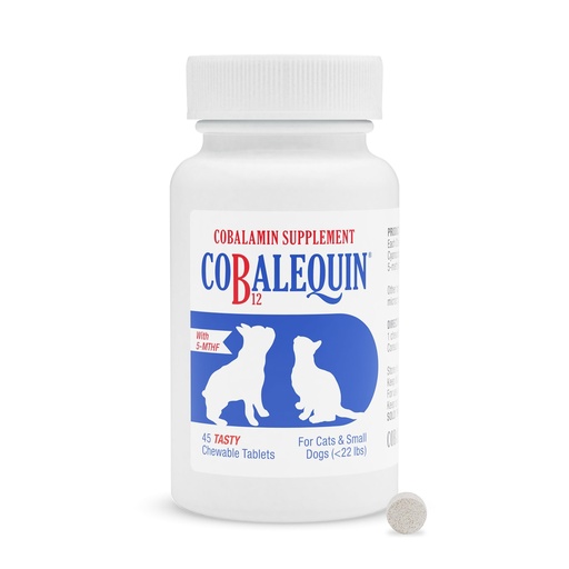 [BRSWGHY6BAIAIYI3] Nutramax Cobalequin B12 for Dogs and Cats, Oral Cobalamin Supplement with Folate, Vitamin B12 for Dogs Under 22 lbs. and Cats, Supports GI Health, Chewable Tablets, 45 Count