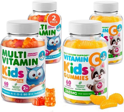 [BRSRMEA2AF6REC3L] DR. MORITZ Essential Vitamin Pair - Kids Multivitamin Gummies Bundle (60 Count, 2 Pack) with Vitamin C (60 Count 2 Pack)