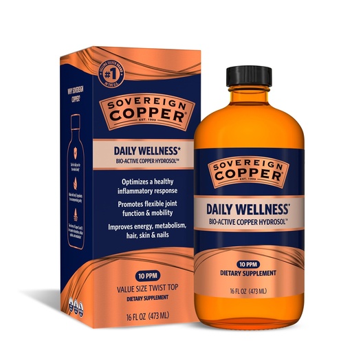 [BRSW2GINCB5RG3TK] Sovereign Copper Bio-Active Copper Hydrosol, Daily+ 4-in-1 Wellness Supplement for Joint, Bone, Hair, Skin and Nails, Cardiovascular Health, Energy and Metabolic Health Support, 16 fl oz (473mL)