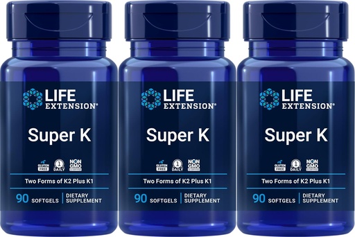 [BRSWKZIPOQOA43QV] Life Extensie Super K, 90 softgels (Pachet de 3)