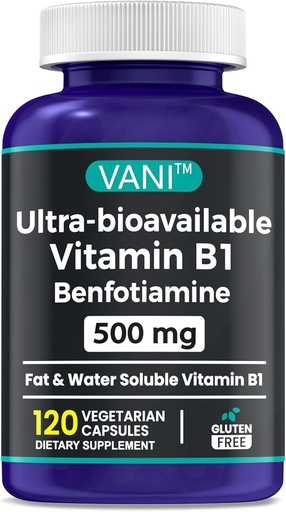 [BRSRAGATOECRUEIY] 2 en una fórmula millorada: Vitamina B1 amb Benfotimina 500mg, Fatluable suplementari de Vitamina B-1, 500 mg - 120 Capsules (1)