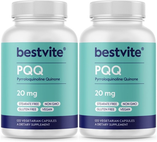 [BRSWYZT3DMDWEFIU] BESTVITE PQQ 20mg (Pyrroloquinoline Quinone) (240 Vegetarian Capsules) (120 x 2) - No Stearates - Vegan - Non GMO - Gluten Free