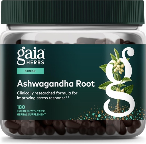 [BRSRMAA5PIMQKH3O] Gaia Herbs Ashwagandha Root - Stress Relief & Sleep Support Supplement - Support Balanced Energy Levels & positive Outlook * - 180 Vegan Liquid Phyto Capsules (90- Day Supply)