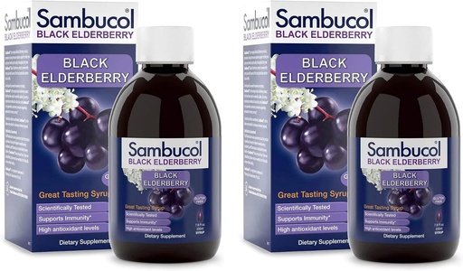 [BRSWKEAFO56RAFLG] Sambucol Black Elderberry Syrup - Sambucus Elderberry Syrup, Black Elder Liquidberry, Immune Support, High Antioxidants, Gluten Free - Original Formula, 7,8 Fl Oz (Paque de 2)