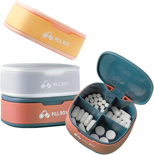 [BRSW2Y3QBZ5AID32] Pill Organizer Portable Pill Case Small Pill Box for Purse or Pocket Daily Pill Box Organizer 4 Times a Day for Vitamins Medicine Supplement (3 PCS)
