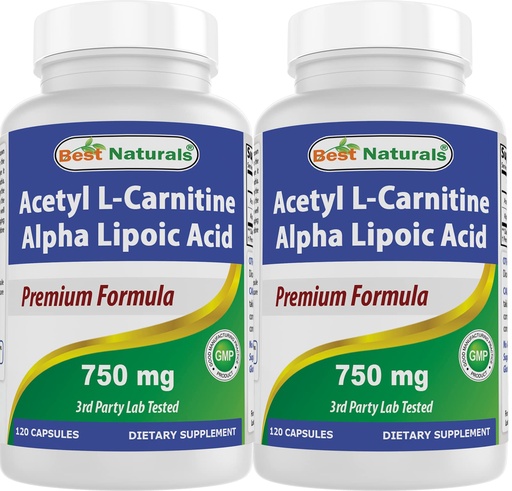 [BRSW2AQPPMCWYG3X] Best Naturals Acetyl L-Carnitine and Alpha Lipoic Acid 750 mg 120 Capsules (120 Count (Pack of 2))
