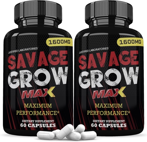 [BRSWYCYZAUFG2FA6] Õigustatud Laboratories (2 Pack Savage Grow Max 1600MG Advanced Men's Heath Formula 120 kapslit)