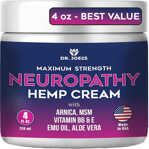 [BRSW2ZT6OANAKGT4] Dr. JOEL'S Neuropathy Cream - Maximum Strength Nerve Relief Cream for Feet, Hands, Legs- 4 OZ Large - Made in USA