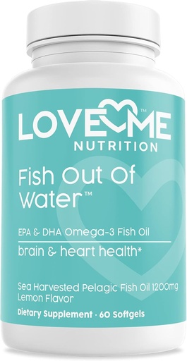 [BRSWGFACBN7RUELA] Fish Oil Omega 3 Supplement – Burpless & Supports Heart Health (60 Servings) - EPA & DHA Omega-3 Fatty Acids Brain, Eye, Skin & Joint Health – Natural, Fish Oil Capsules