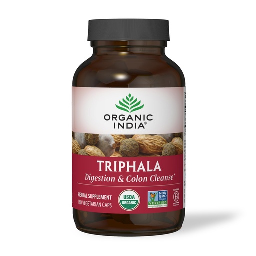 [BRSWK2YMC55WYDTM] ORGANIC INDIA Triphala Capsules Organic - Herbal Supplement with Amla, Bibhitaki, Haritaki, Digestion & Colon Support, Immune System Support, Adaptogen, Vegan, USDA Certified Organic - 180 Capsules