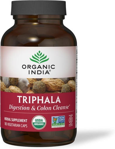 [BRSWK2YMC55WYDTM] ORGANIC INDIA Triphalaカプセルオーガニック - Amla、Bibhitaki、Haritaki、Digestion&Colonサポート、免疫システムサポート、適応剤、ビーガン、USDA認定有機 - 180カプセル