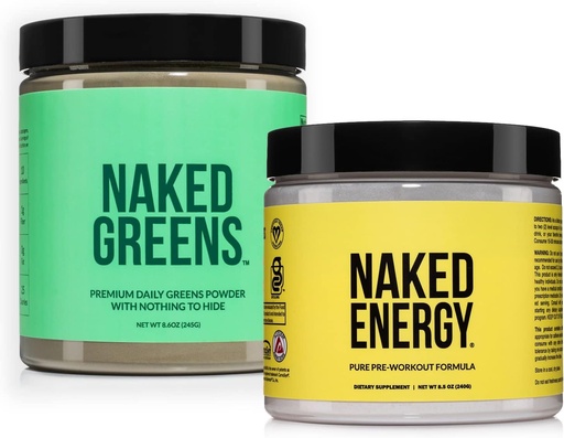 [BRSRMHAFDMDQGAIZ] NAKED Vegan Energizing Bundle Unflavored Energy Nutrition Super Greens Powder Organic Greens Supplement