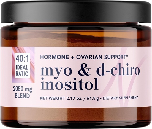 [BRSROBTYAV7AAAL7] Myo-Inositol & D-Chiro Inositol Powder | Hormone Balance for Women | Ideal 40:1 Ratio | Myo 2000mg, D Chiro 50mg | Regulate Menstrual Cycle and Support Ovarian Health | 30 Servings, 2.17 oz.