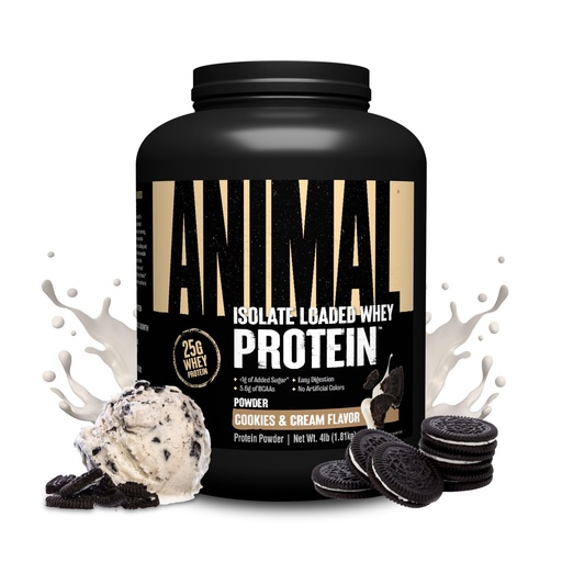 [BRSWICQYPJ6RQ2I7] Animal Whey Isolate Protein Powder - Loaded for Pre & Post Workout Muscle Builder and Recovery with Digestive Enzymes for Men & Women - 25g Protein, Great Taste, Low Sugar - Cookies & Cream 4 lbs