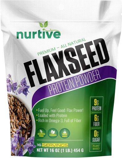 [BRSRAYADBB7WOCT7] Flaxseed Protein Powder - Plant-Based, Rich in Omega-3 and Antioxidants - Ideal for Post-Workout Recovery - Nutritional Boost for Smoothies & Baking - Non-GMO & Gluten-Free (16 oz / 454g)