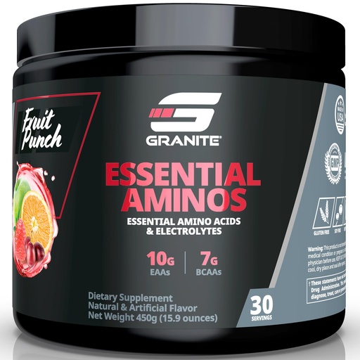[BRSWY2QCC4HWOFLP] Granite Essential Amino Acids Powder for Muscle Recovery and Growth with 10g EAAs and 7g BCAAs - Soy-Free, Gluten-Free, 448g (30 Servings), Fruit Punch Flavor