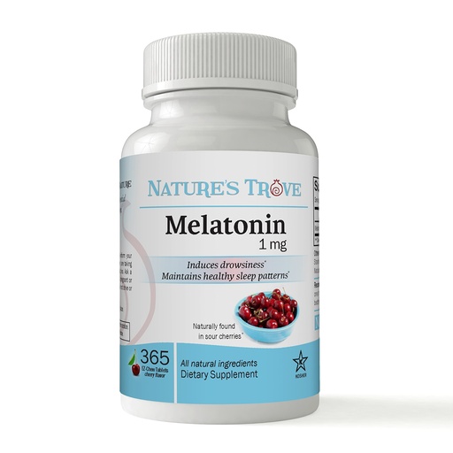 [BRSWKFQPCIOAOAAV] Nature's Trove Melatonin 1mg 365 EZ-Chew Tablets Cherry Flavor