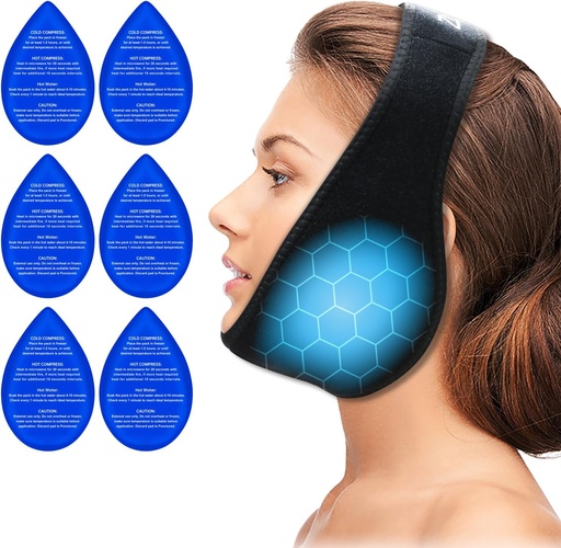 [BRSRAZIEAF7A4YL5] ZNÖCUETÖD Wisdom Teeth Ice Pack Face Head Wrap for Wisdom Teeth Removal Toothache Pain Relief, TMJ, Jaw Ice for Face Oral Surgery, Dental Implant with 6 Reusable Hot Cold Gel Packs
