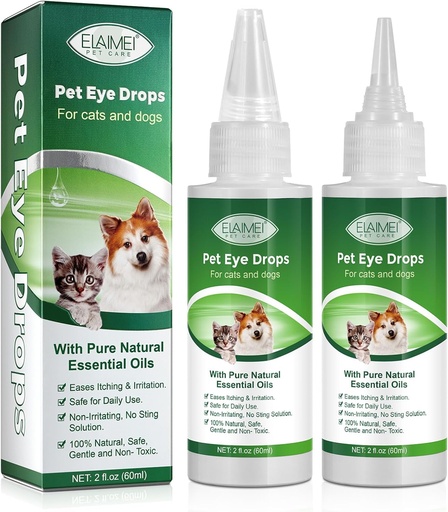 [BRSRAYIROQPQACDG] Eye Drops for Dogs and Cats, Gentle Formula Dog Eye Drops, Flush & Soothe Eye Irritations Supports Eyes Infection Relief Eye Cleaner, - Pet Eye Gentle Care Supplement Cats Drops for Eyes - 4.04 fl oz